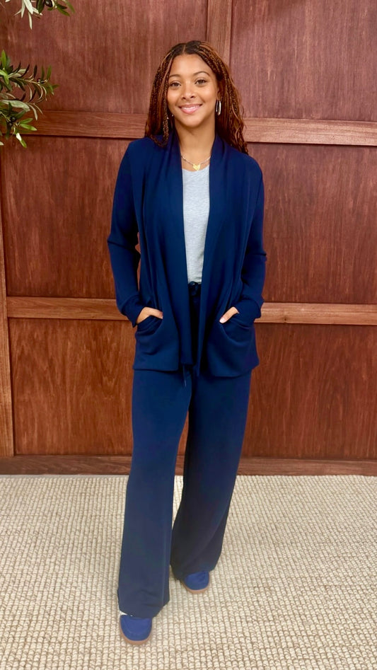 Brushed Modal Open Jacket - Navy