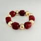 Gold & Burgundy Stretch Bracelet