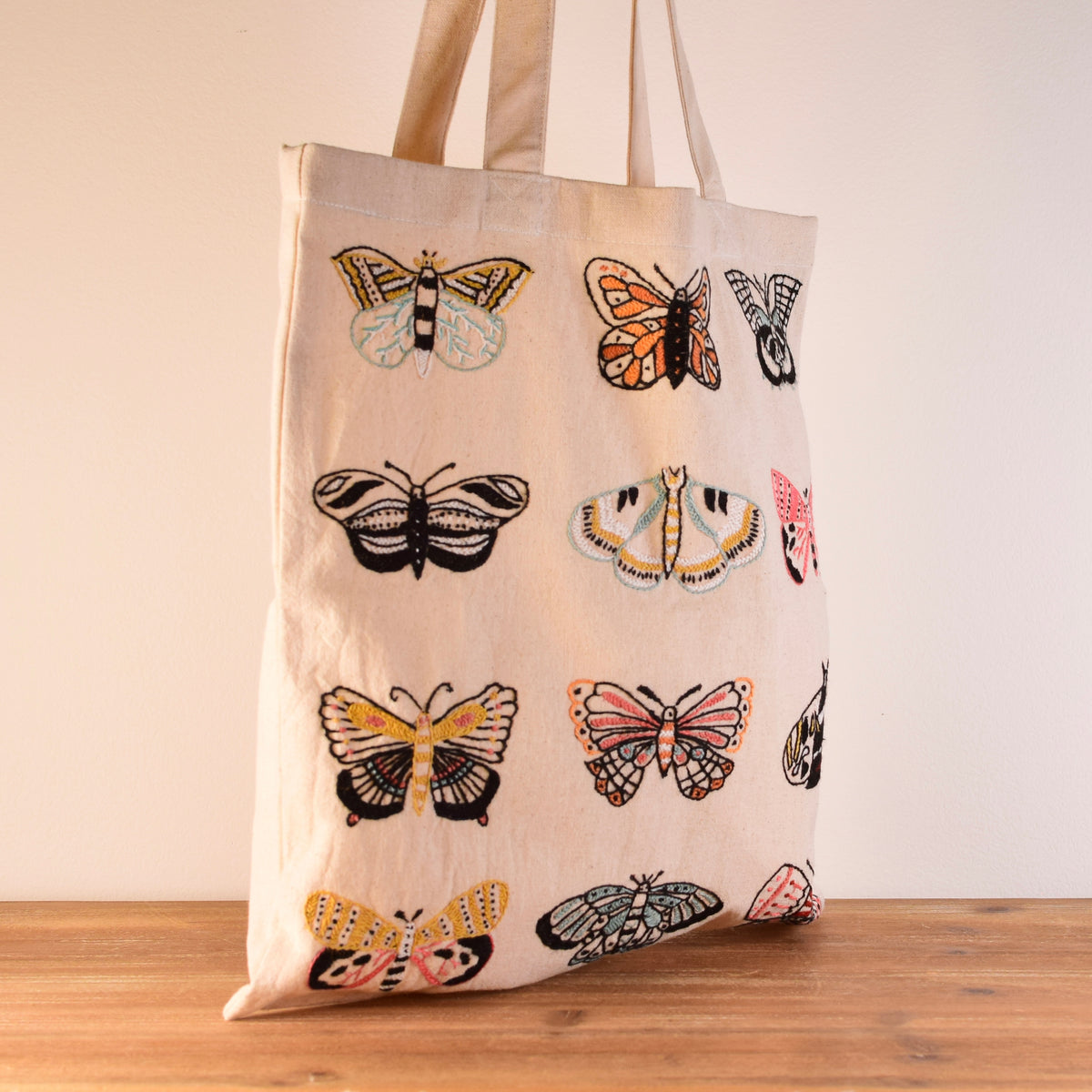 Flutter Butterfly Embroidered Tote