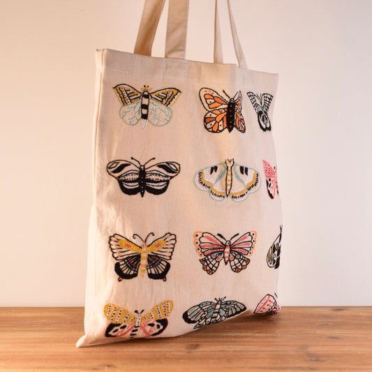 Flutter Butterfly Embroidered Tote