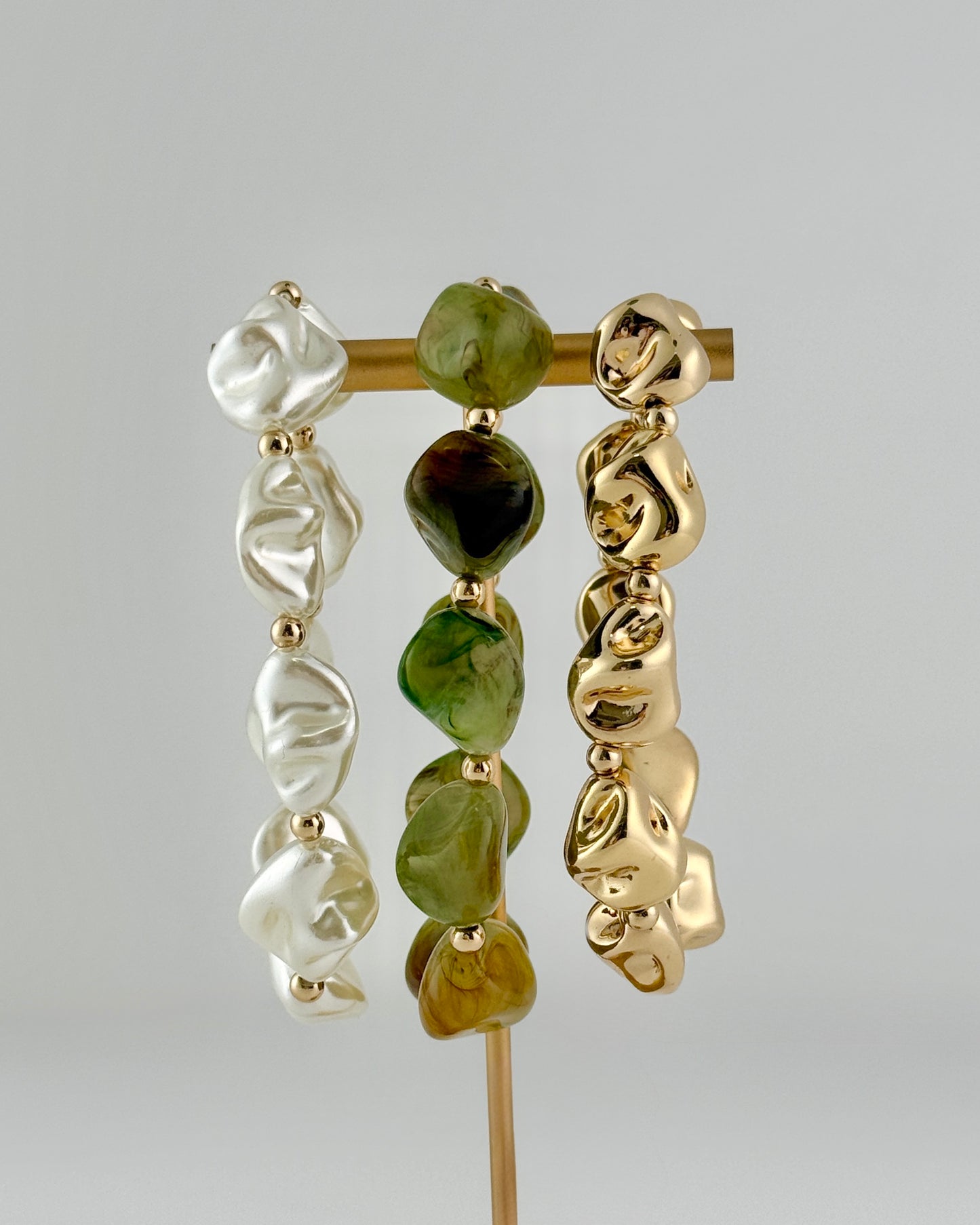 Baroque Pearl & Stone Bracelet - Green