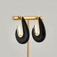 Black Acrylic Crylic & Gold Teardrop Earrings