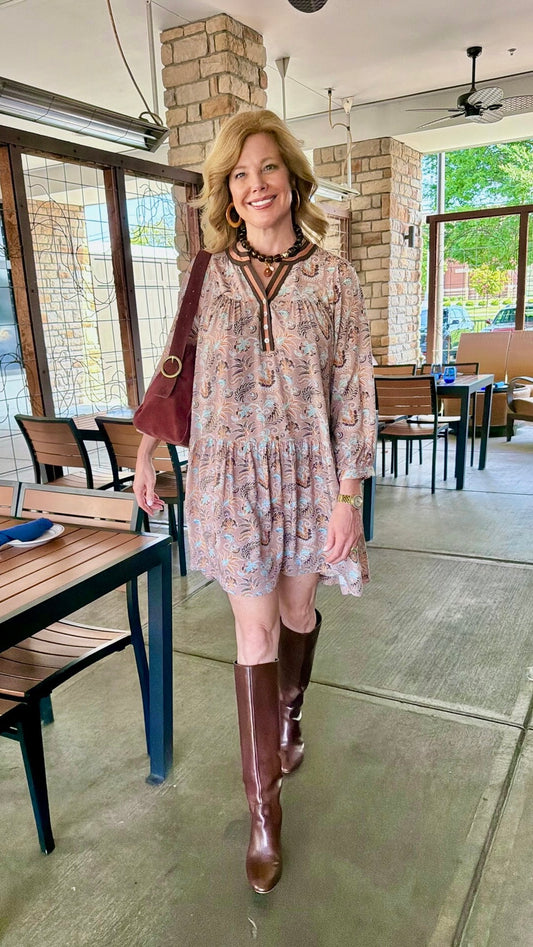 Aria Print Dress - Mauve