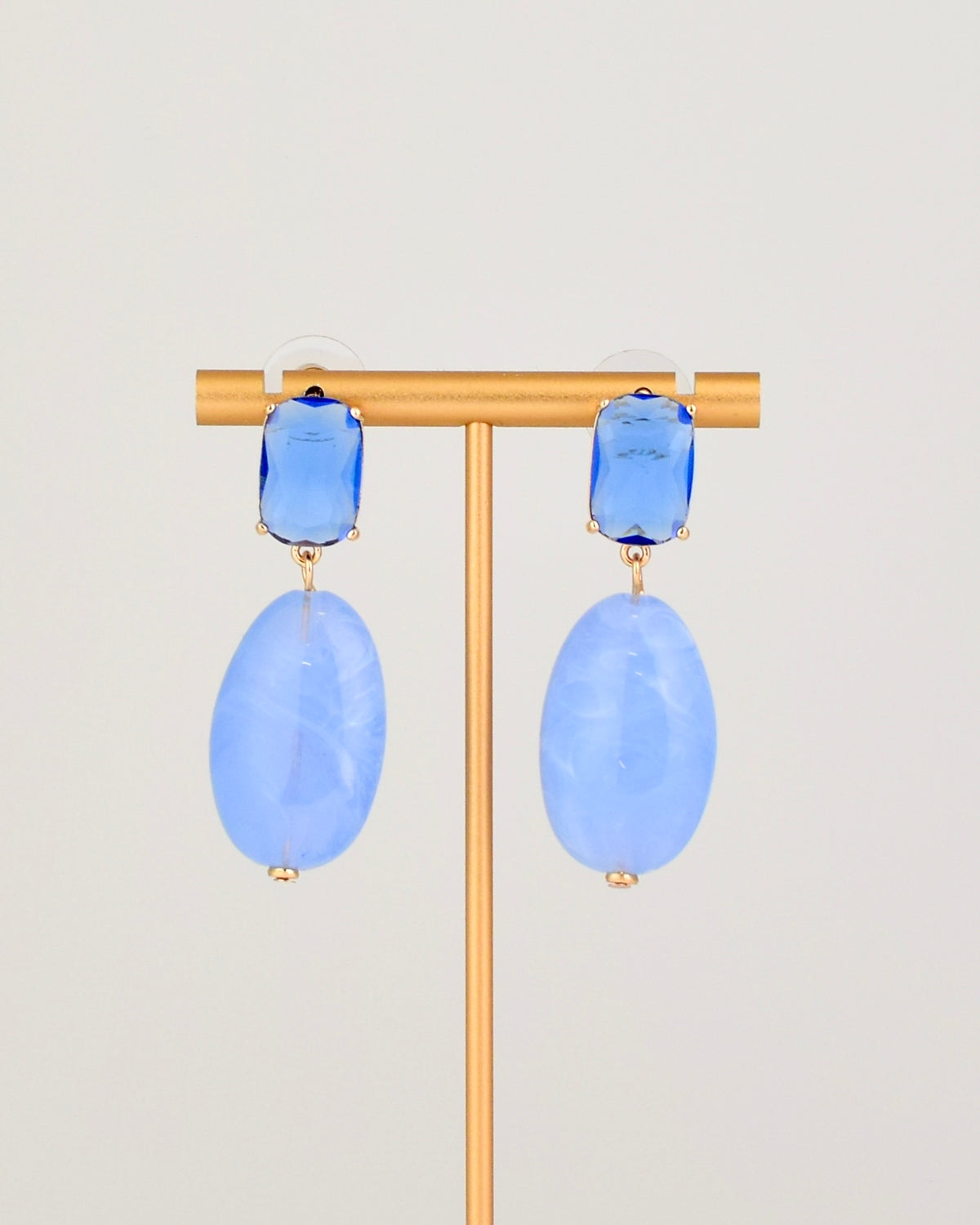 Oval Jewel Earrings - Blue
