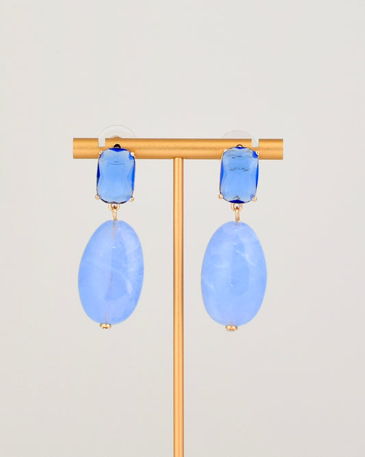 Oval Jewel Earrings - Blue