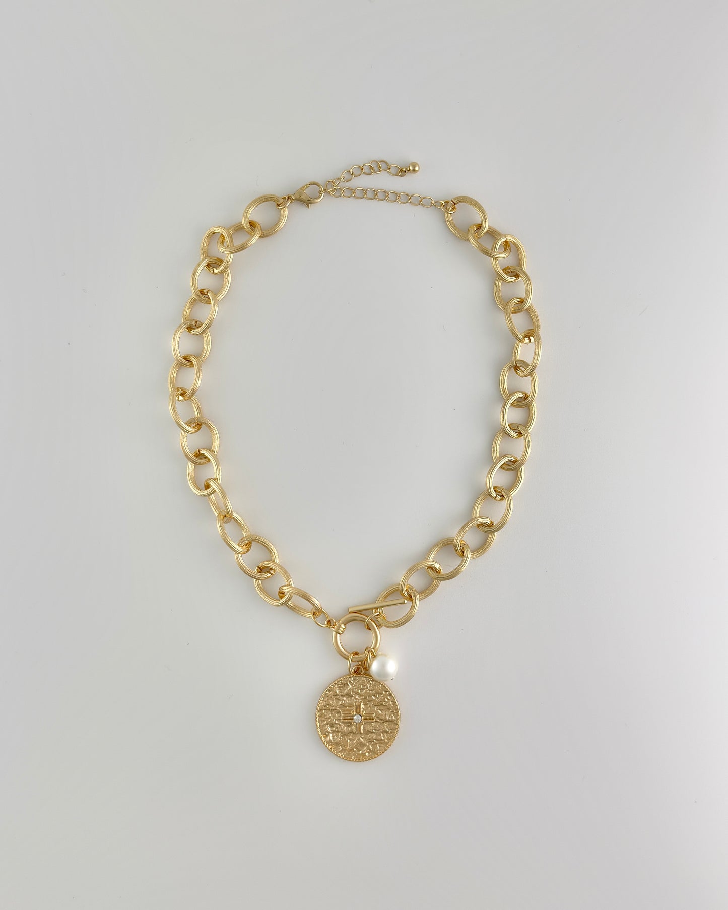 Pearl Charm & Cross Pendant Necklace