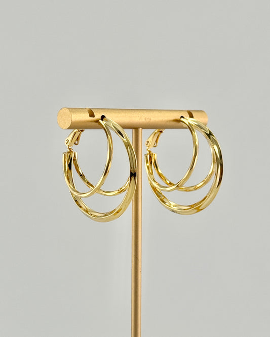 Gold 3  Layered Hoop Earring