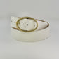 White Leather Belt - Gold Oval Buckle