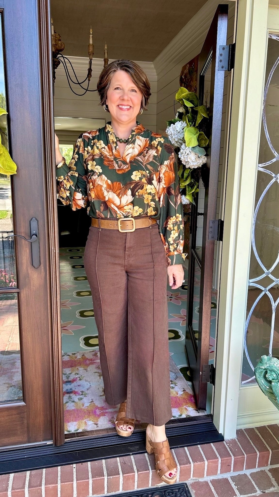 Kylie Multi Floral Print Blouse - Green