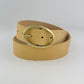 Sand Leather Belt - Gold Oval Buckle