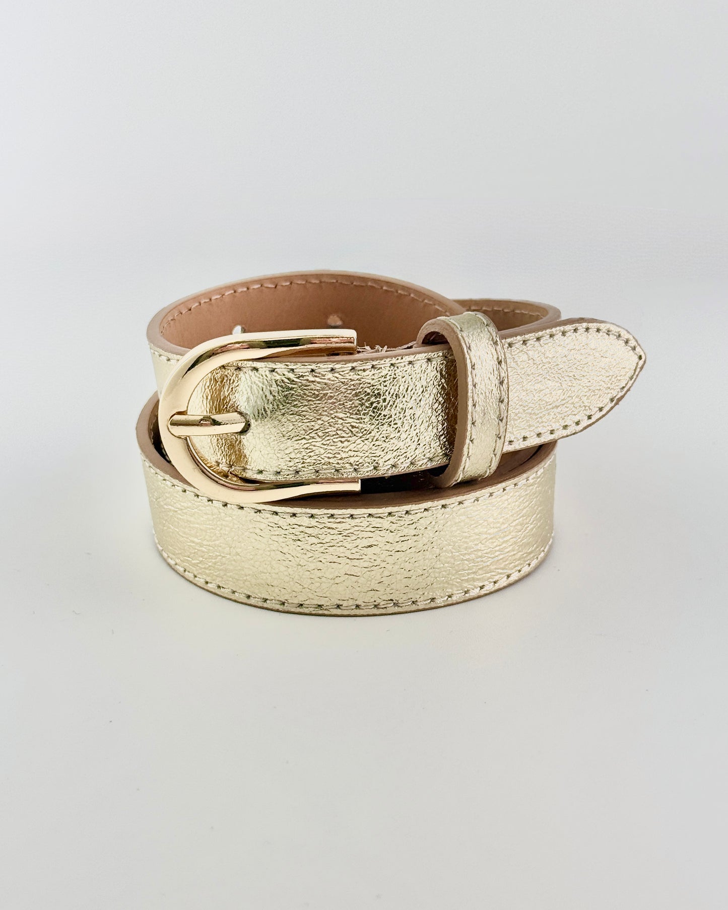 Gold Skinny Leather Belt
