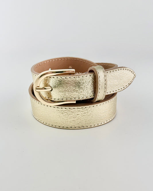 Gold Skinny Leather Belt