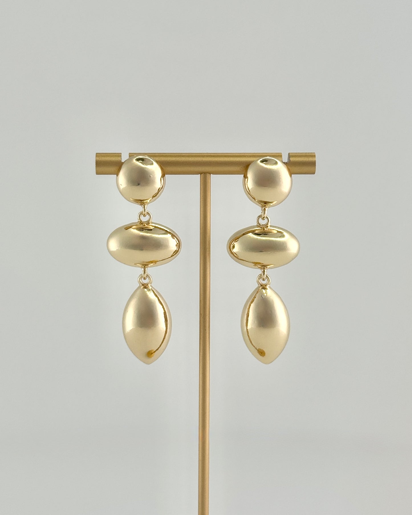 Gold Geometric Triple Drop Earrings