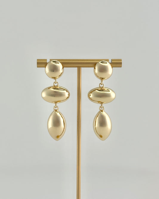 Gold Geometric Triple Drop Earrings