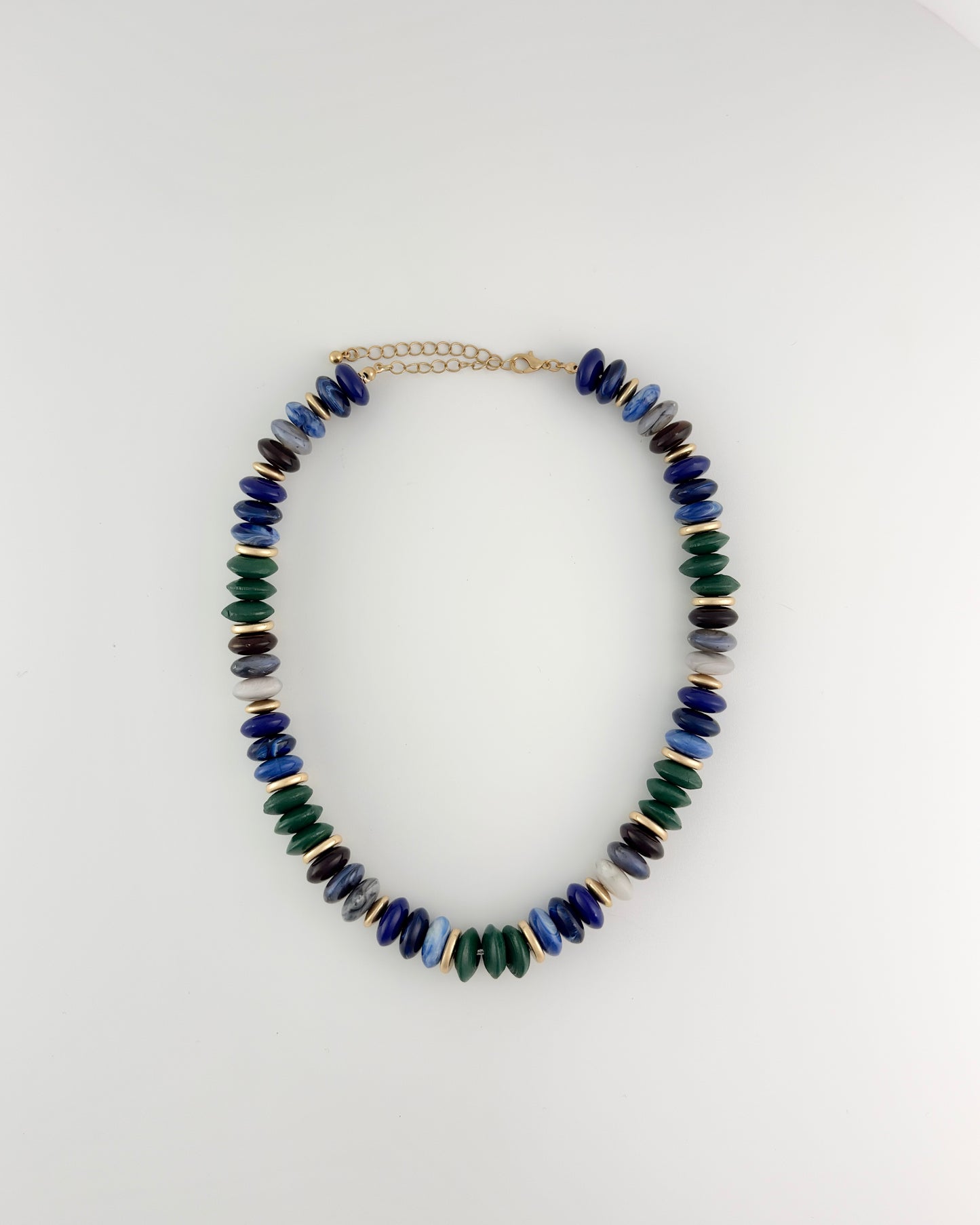 Multi Shape Bead Necklace  - Blue