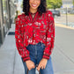 Red & Brown Floral Top