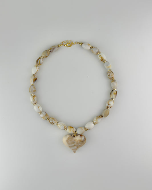 Roxie Smoked Bead Necklace With Heart