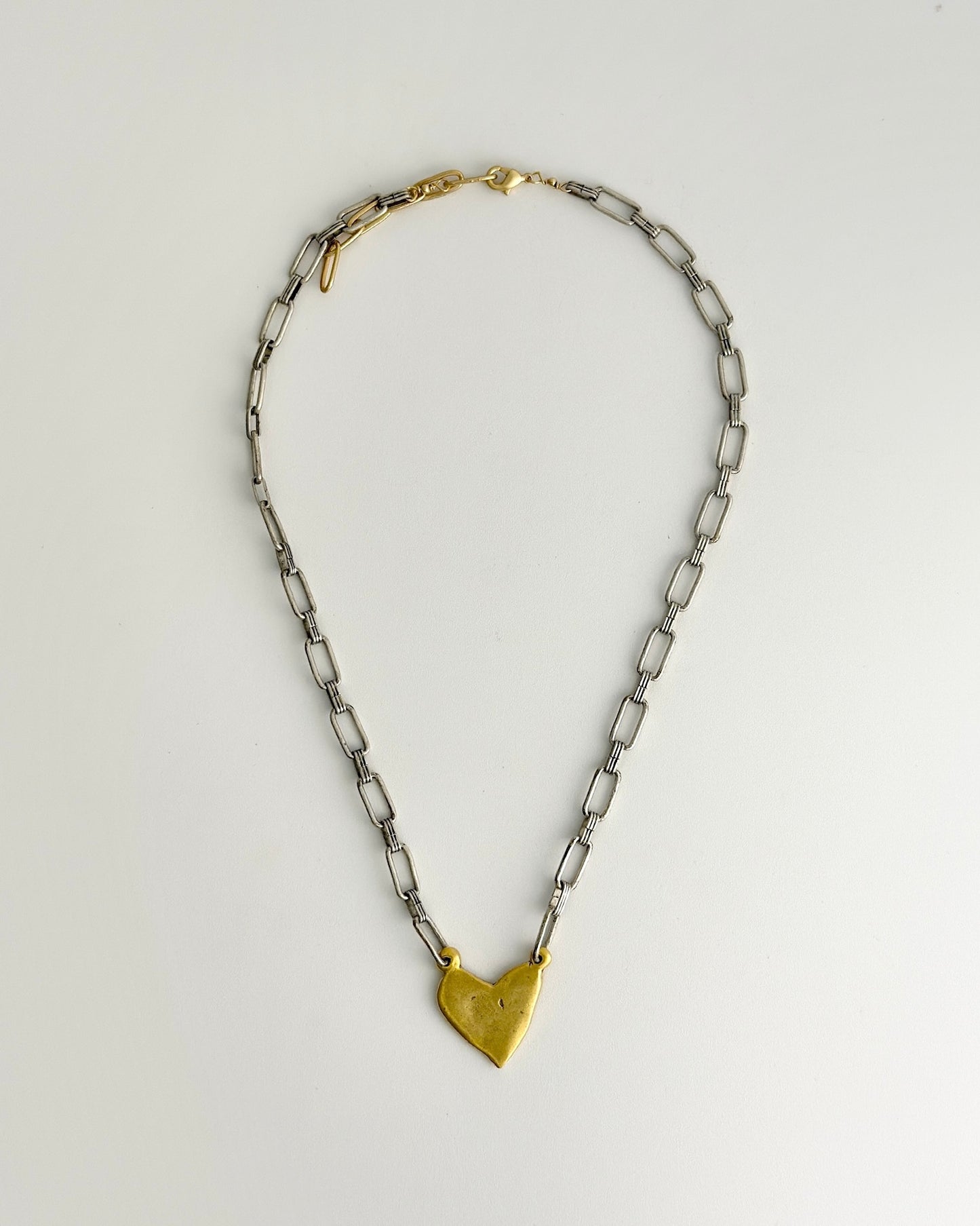 Two Tone Handmade Gold Heart Necklace