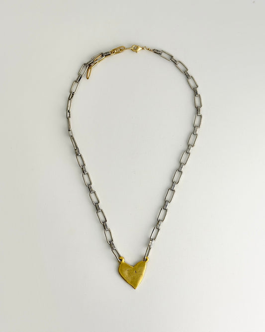 Two Tone Handmade Gold Heart Necklace