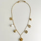 Gold Flower Multi Charm Necklace