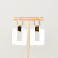 Square Gold & Resin Earrings - White