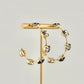 Gold With Black Crystal Hoop Earrings