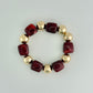 Gold & Burgundy Stretch Bracelet