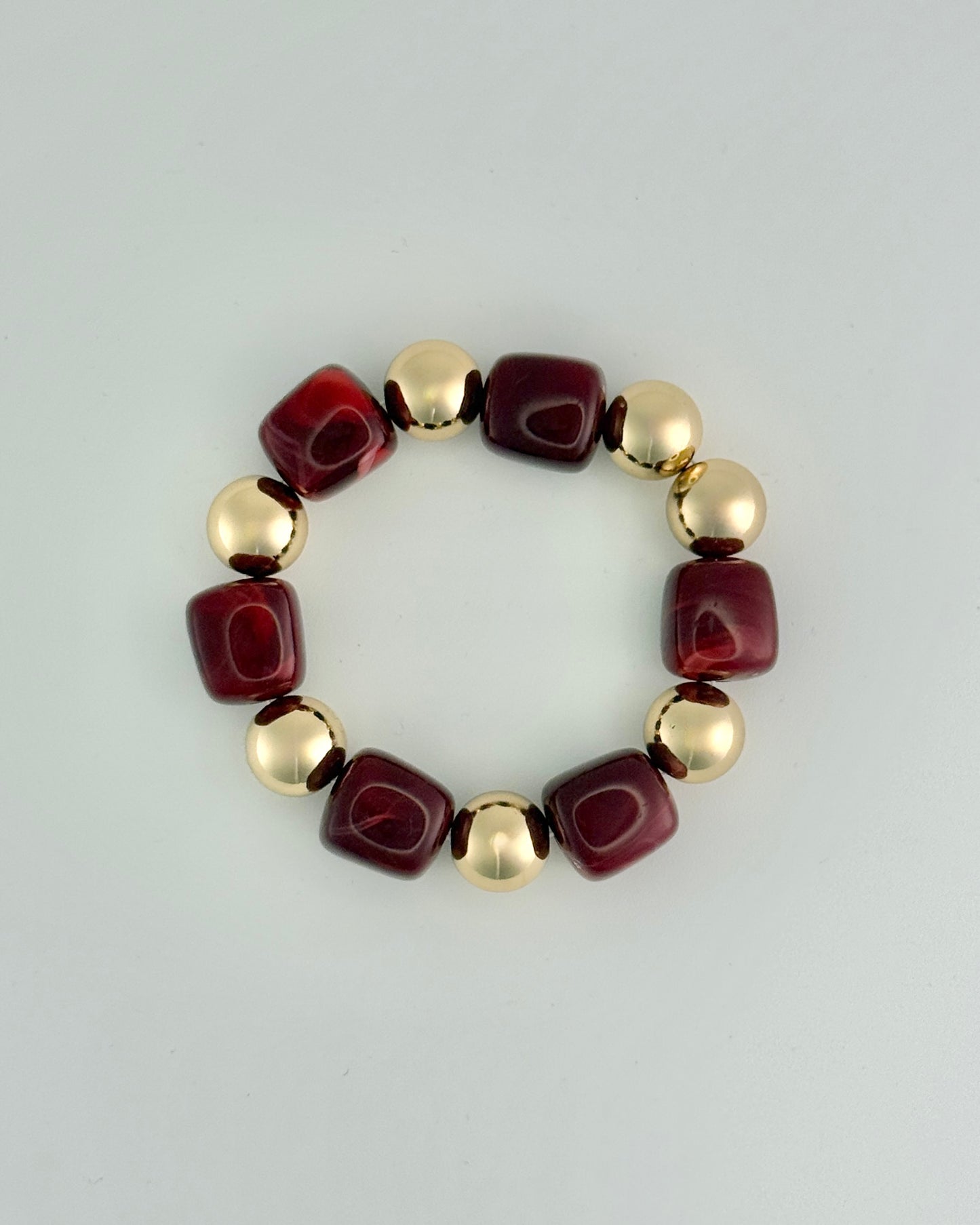 Gold & Burgundy Stretch Bracelet