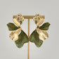 Ginkgo Leaf Statement Earrings - Olive
