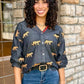 Lizzie Embroidered Cats Top