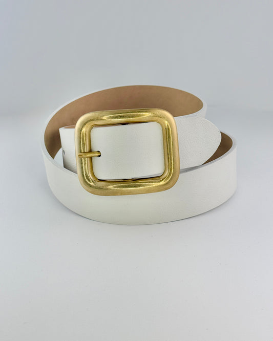 White Leather Belt