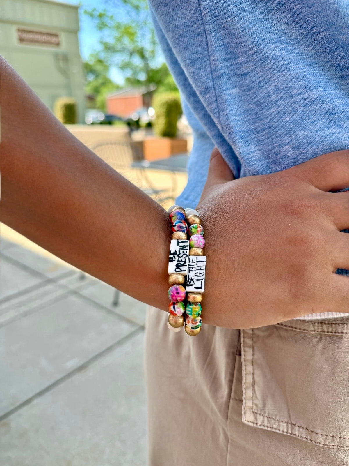 Be Present Wood Bead Bracelet