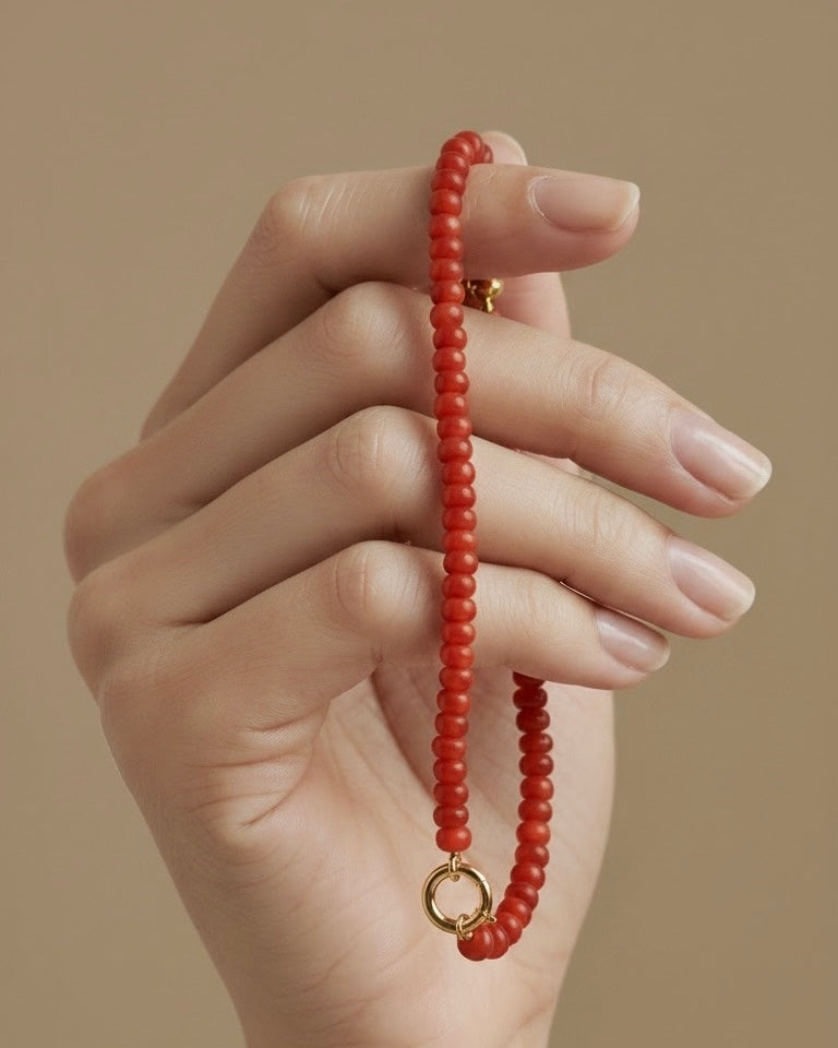 Crystal Bead Necklace - Burgundy
