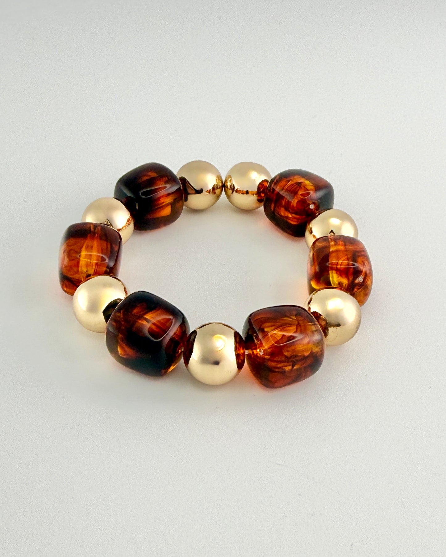 Gold & Brown Stretch Bracelet