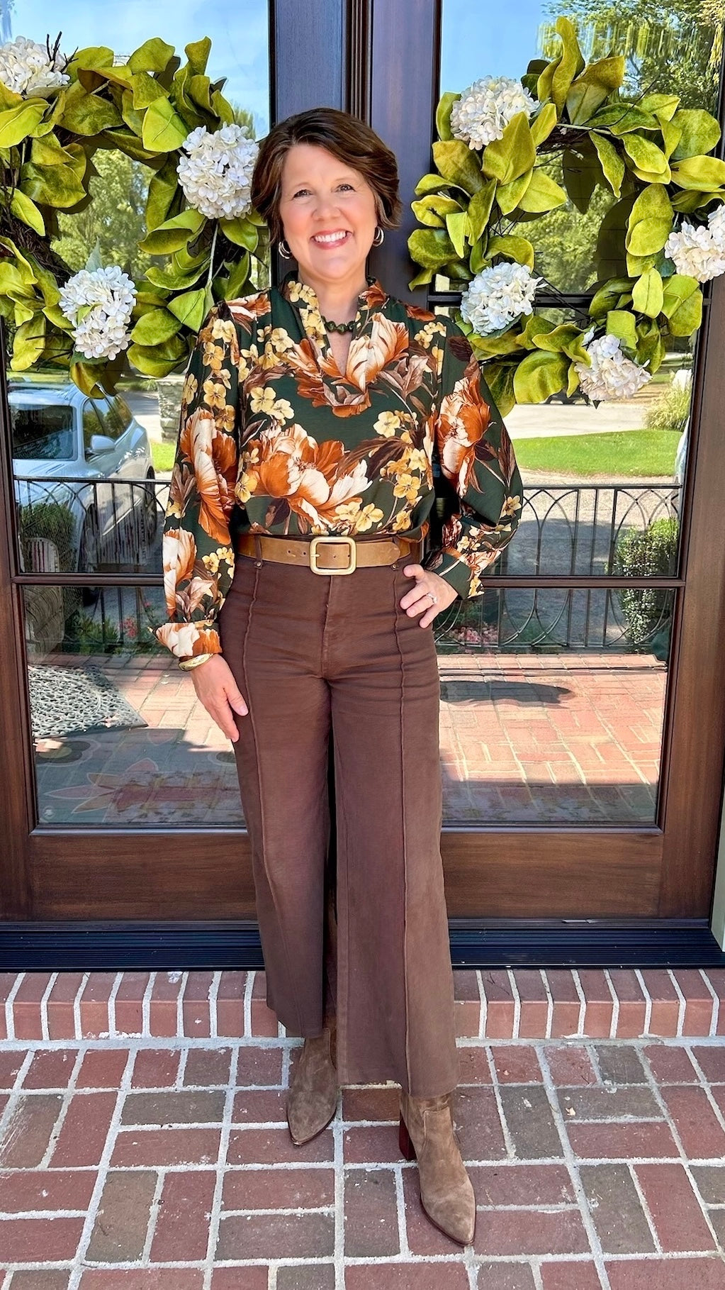 Kylie Multi Floral Print Blouse - Green