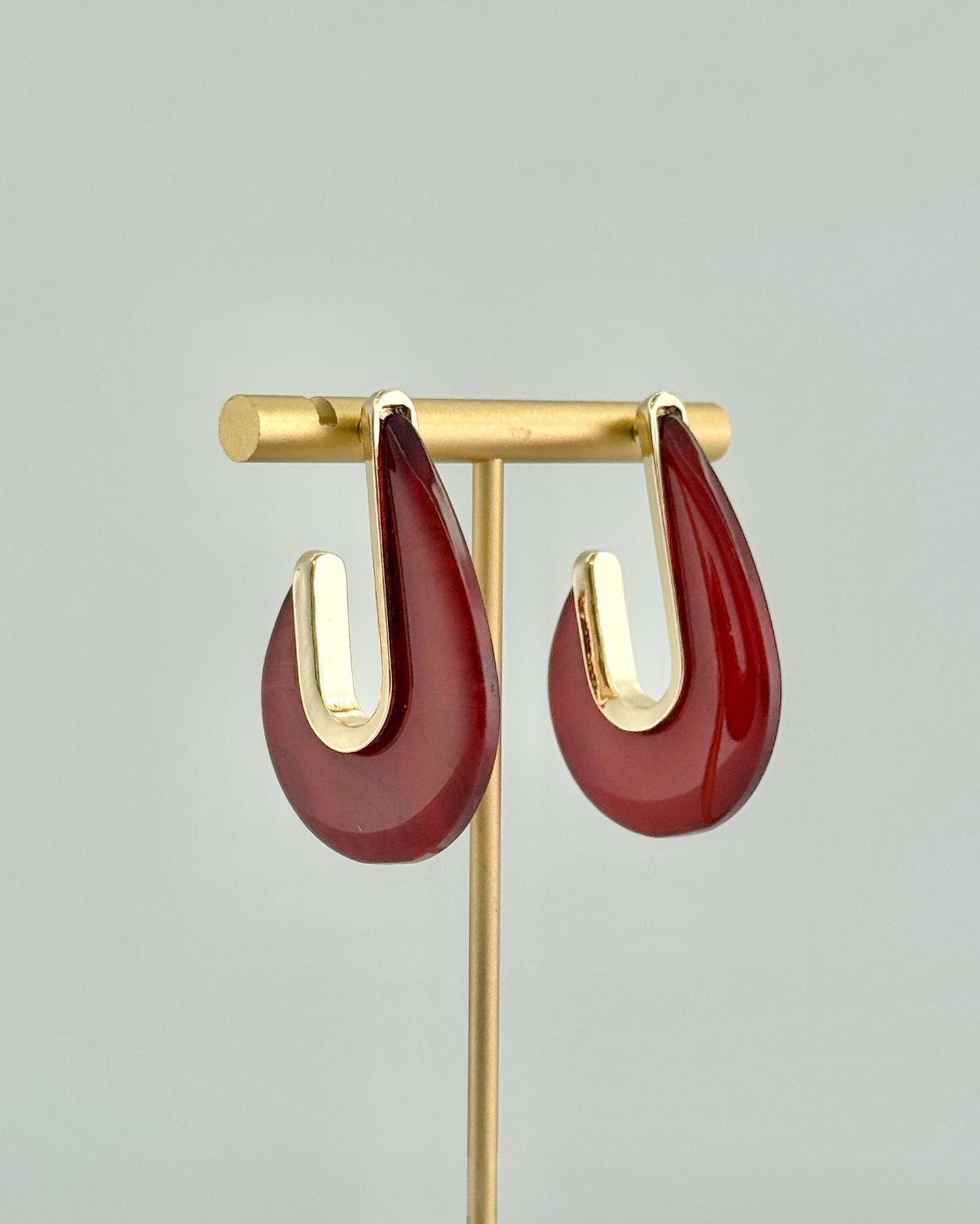 Burgundy Acrylic Teardrop Earrings