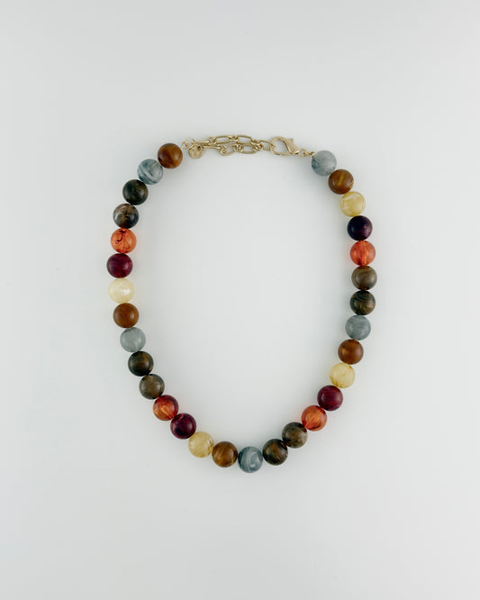 Multi Color Natura Stone Bead Necklace