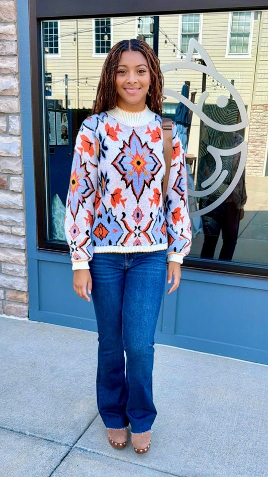 Brandi Abstract Print Soft Knit Sweater