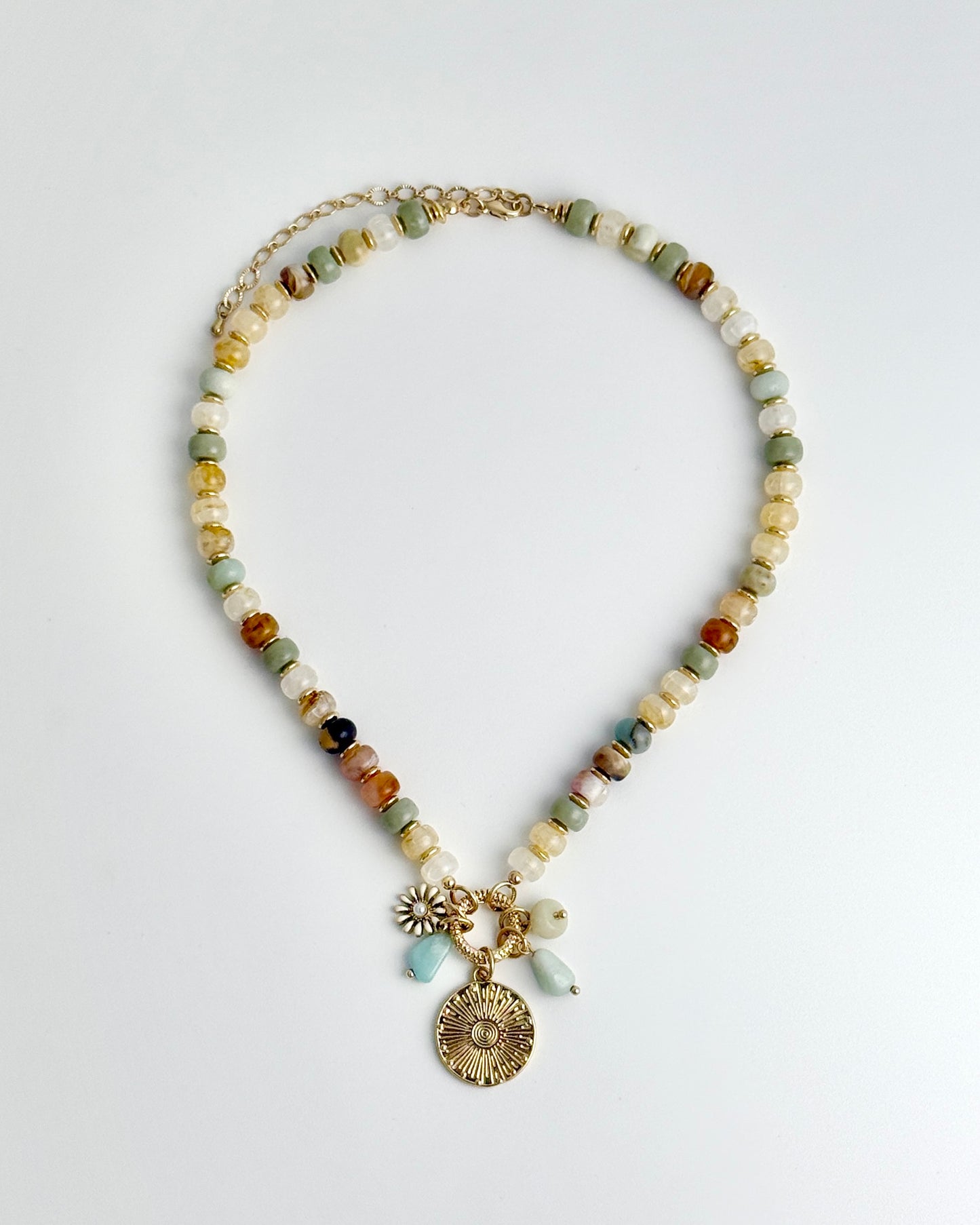 Flower Charm Bead Necklace
