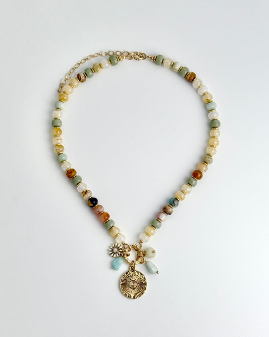 Flower Charm Bead Necklace