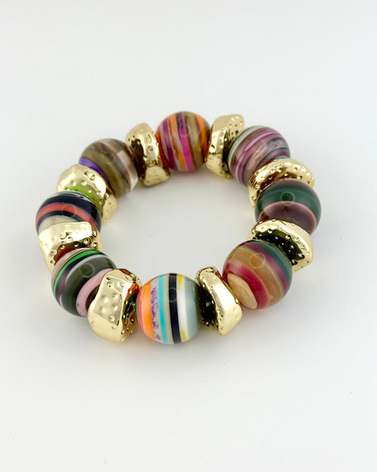 Striped Resin Stretch Bracelet