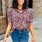 Burgundy Animal Print Blouse