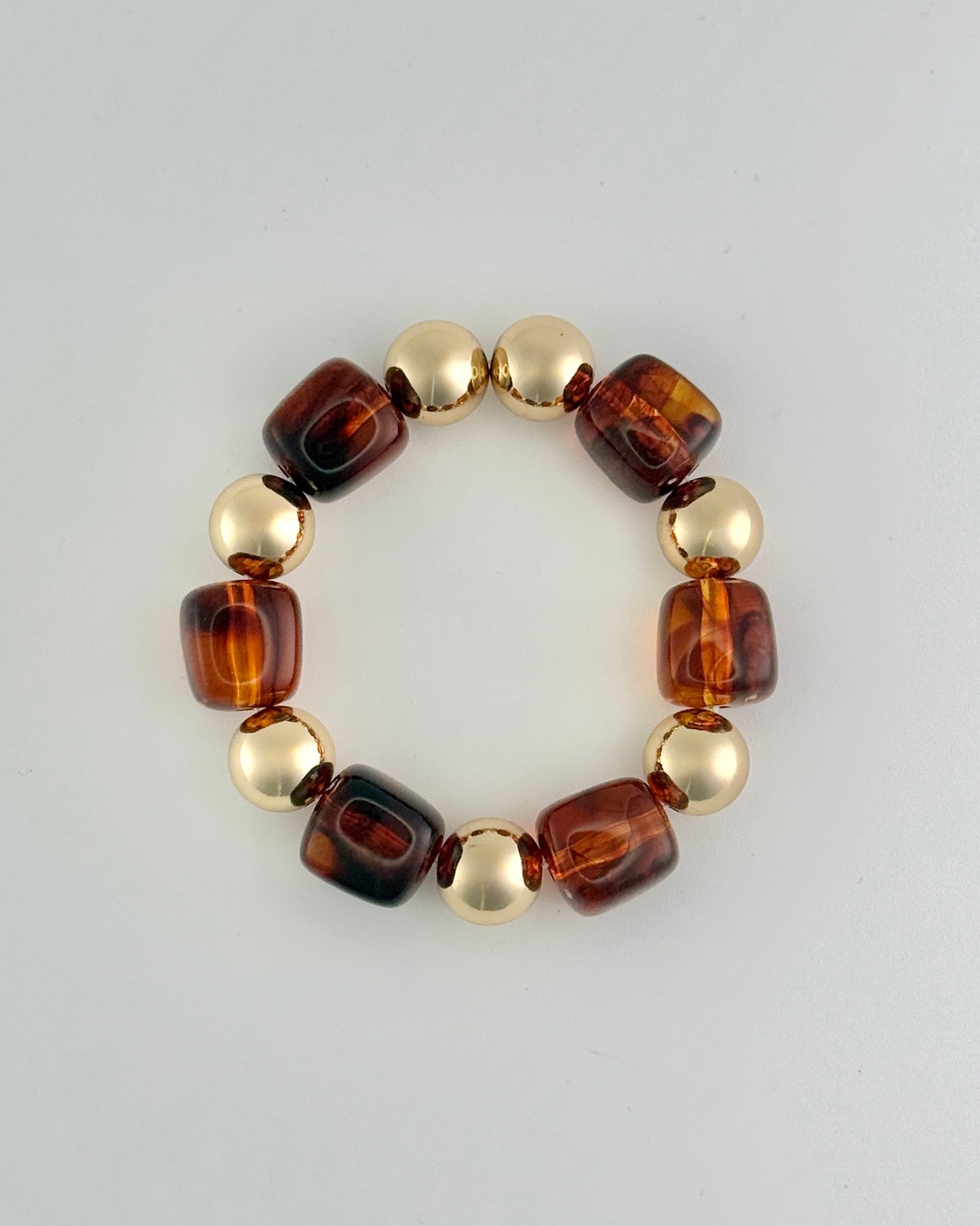 Gold & Brown Stretch Bracelet