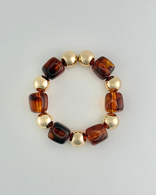 Gold & Brown Stretch Bracelet