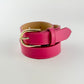 Hot Pink Skinny Leather Belt