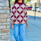 Rosaline Abstract Mock Neck Sweater - Burgundy