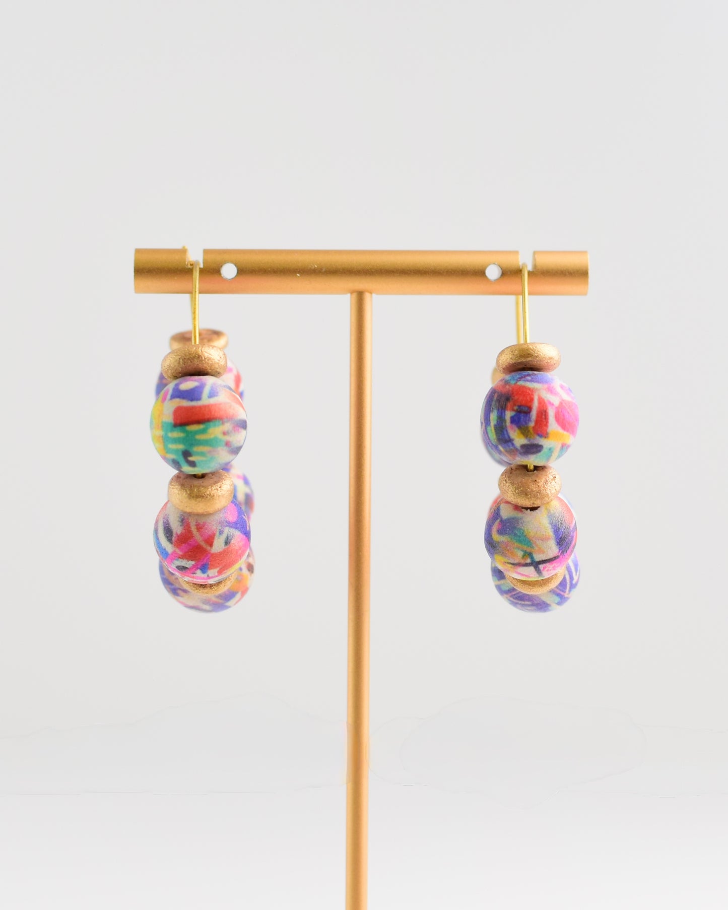 Beaded Rainbow Hoop Earrings