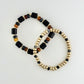 Set Of 2 Black & Gold Stretch Bracelet