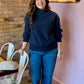 Navy Mock Neck Pullover