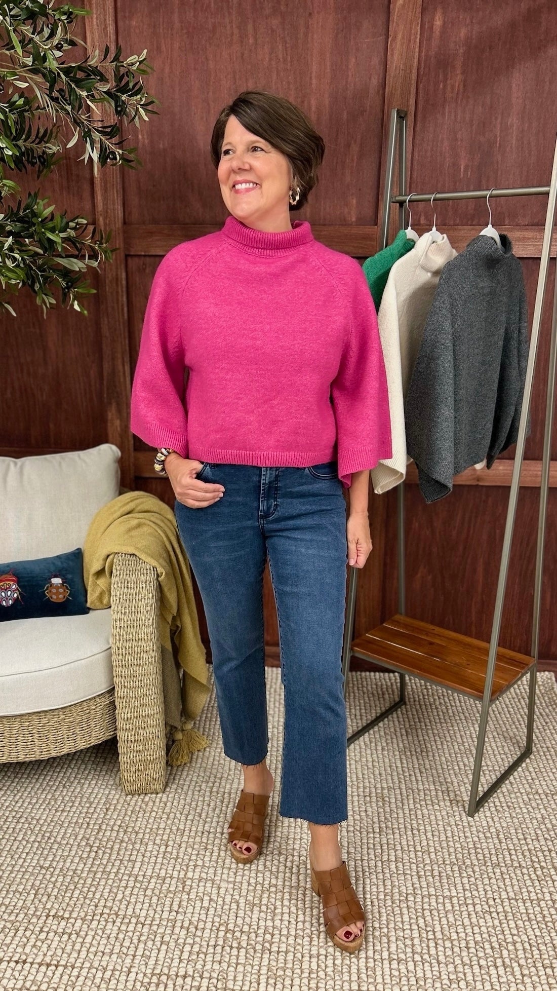 Evangeline Turtleneck Sweater - Fuchsia